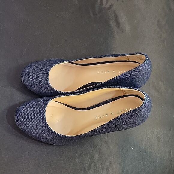 KELLY &KATIE DENIM JEAN MATERIALS ROUND TOE HEEL PUMP - Picture 7 of 15